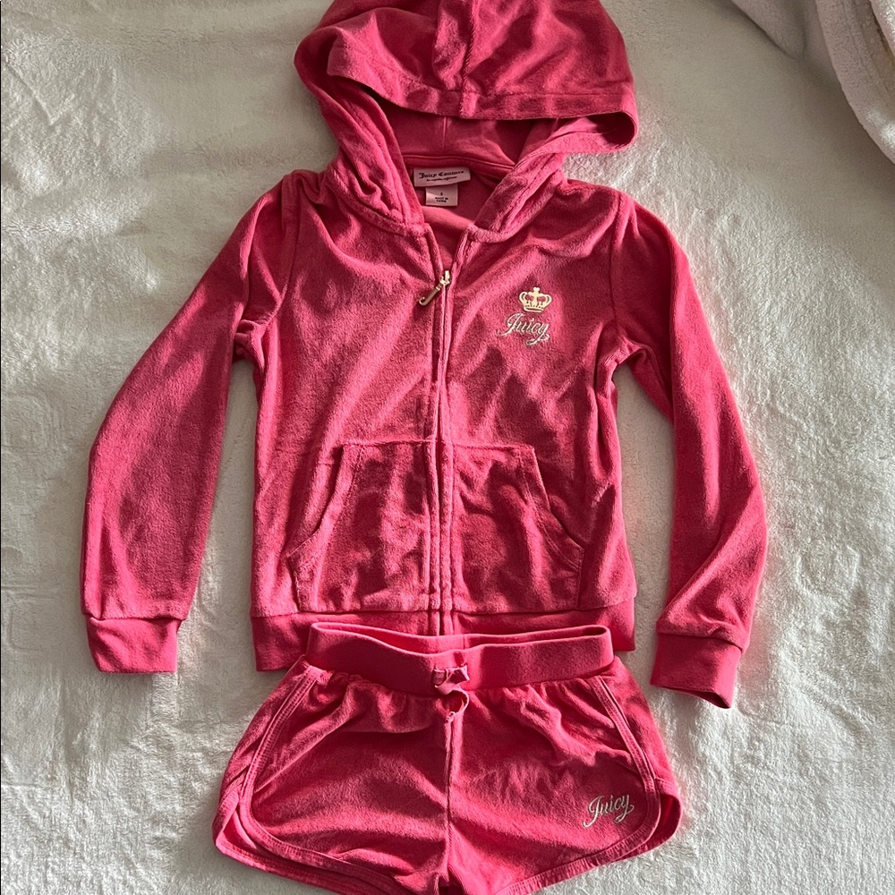 Juicy Couture Fuchsia Hoodie and Shorts Ensemble